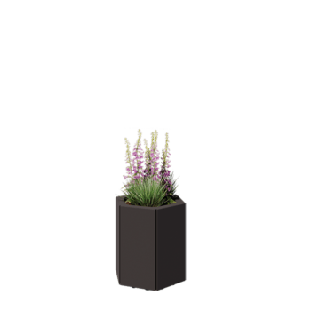 Jardinière en acier - Hexagone - 39,3 x 34,6 x 40 cm - RAL7016 mat (gris anthracite) - Avec plaque de fond - Avec pieds