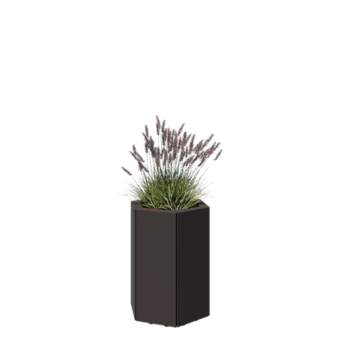 Jardinière en acier - Hexagone - 39,3 x 34,6 x 50 cm - RAL7016 mat (gris anthracite) - Avec plaque de fond - Avec pieds