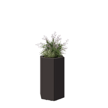 Jardinière en acier - Hexagone - 39,3 x 34,6 x 60 cm - RAL7016 mat (gris anthracite) - Avec plaque de fond - Avec pieds