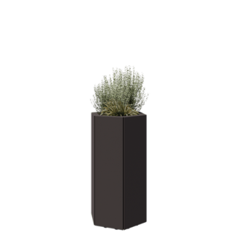 Jardinière en acier - Hexagone - 39,3 x 34,6 x 70 cm - RAL7016 mat (gris anthracite) - Avec plaque de fond - Avec pieds