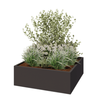 Jardinière en acier - Carré - 120 x 120 x 40 cm - RAL7016 mat (gris anthracite) - Sanc plaque de fond Jardinière en acier - Carré - 120 x 120 x 40 cm - RAL7016 mat (gris anthracite) - Sanc plaque de fond