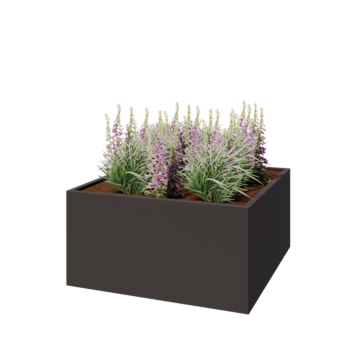 Jardinière en acier - Carré - 120 x 120 x 60 cm - RAL7016 mat (gris anthracite) - Sanc plaque de fond