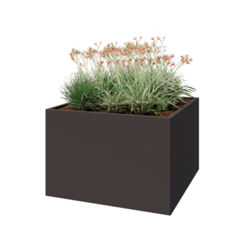 Jardinière en acier - Carré - 120 x 120 x 80 cm - RAL7016 mat (gris anthracite) - Sanc plaque de fond