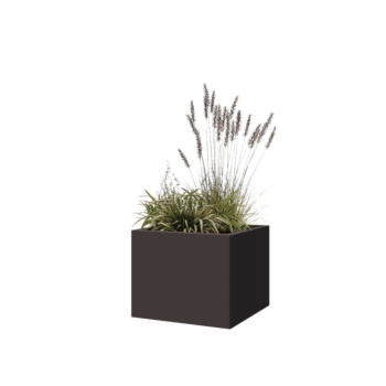 Jardinière en acier - Carré - 50 x 50 x 40 cm - RAL7016 mat (gris anthracite) - Avec plaque de fond