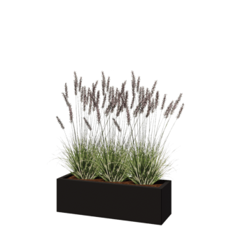 Jardinière en acier - Rectangle - 100 x 30 x 30 cm - RAL9005 mat (noir) - Sanc plaque de fond