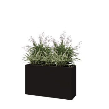 Jardinière en acier - Rectangle - 100 x 30 x 60 cm - RAL9005 mat (noir) - Avec plaque de fond