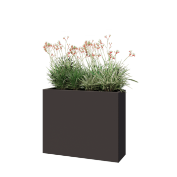 Jardinière en acier - Rectangle - 100 x 30 x 80 cm - RAL7016 mat (gris anthracite) - Avec plaque de fond