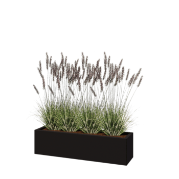 Jardinière en acier - Rectangle - 120 x 30 x 30 cm - RAL9005 mat (noir) - Avec plaque de fond