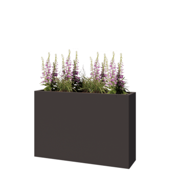 Jardinière en acier - Rectangle - 120 x 30 x 80 cm - RAL7016 mat (gris anthracite) - Avec plaque de fond