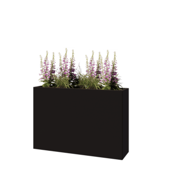 Jardinière en acier - Rectangle - 120 x 30 x 80 cm - RAL9005 mat (noir) - Avec plaque de fond