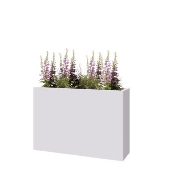 Jardinière en acier - Rectangle - 120 x 30 x 80 cm - RAL9010 mat (blanc) - Avec plaque de fond
