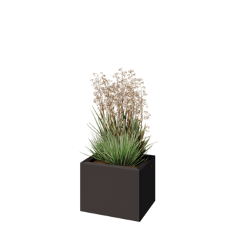 Jardinière en acier - Rectangle - 40 x 30 x 30 cm - RAL7016 mat (gris anthracite) - Avec plaque de fond