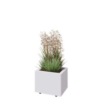 Jardinière en acier - Rectangle - 40 x 30 x 30 cm - RAL9010 mat (blanc) - Avec plaque de fond - Avec pieds