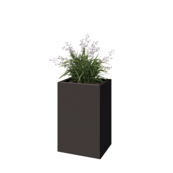 Jardinière en acier - Rectangle - 40 x 30 x 60 cm - RAL7016 mat (gris anthracite) - Avec plaque de fond