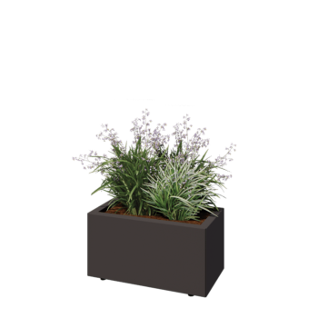 Jardinière en acier - Rectangle - 60 x 30 x 30 cm - RAL7016 mat (gris anthracite) - Avec plaque de fond - Avec pieds
