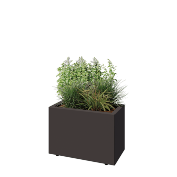Jardinière en acier - Rectangle - 60 x 30 x 40 cm - RAL7016 mat (gris anthracite) - Avec plaque de fond - Avec pieds
