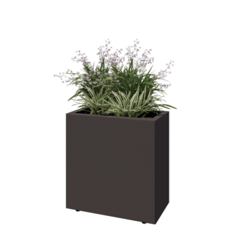 Jardinière en acier - Rectangle - 60 x 30 x 60 cm - RAL7016 mat (gris anthracite) - Avec plaque de fond - Avec pieds