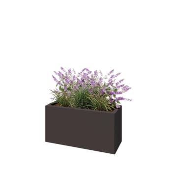 Jardinière en acier - Rectangle - 80 x 30 x 40 cm - RAL7016 mat (gris anthracite) - Avec plaque de fond