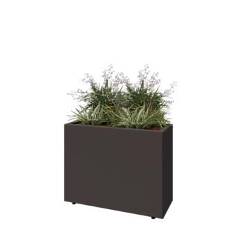 Jardinière en acier - Rectangle - 80 x 30 x 60 cm - RAL7016 mat (gris anthracite) - Avec plaque de fond - Avec pieds