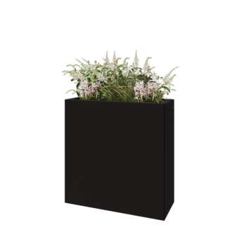 Jardinière en acier - Rectangle - 80 x 30 x 80 cm - RAL9005 mat (noir) - Avec plaque de fond