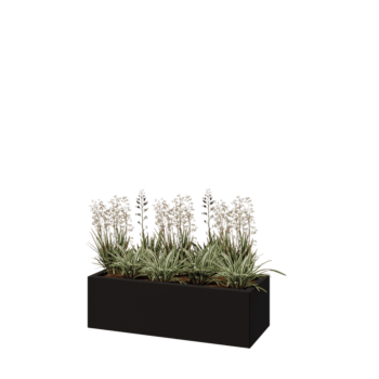 Jardinière en acier - Rectangle - 100 x 40 x 30 cm - RAL9005 mat (noir) - Avec plaque de fond