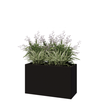 Jardinière en acier - Rectangle - 100 x 40 x 60 cm - RAL9005 mat (noir) - Avec plaque de fond