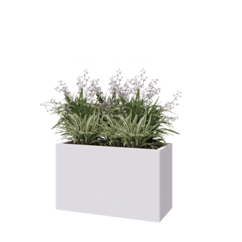 Jardinière en acier - Rectangle - 100 x 40 x 60 cm - RAL9010 mat (blanc) - Sanc plaque de fond