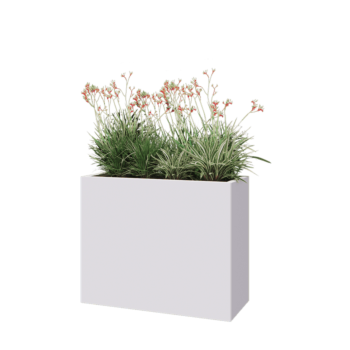 Jardinière en acier - Rectangle - 100 x 40 x 80 cm - RAL9010 mat (blanc) - Avec plaque de fond