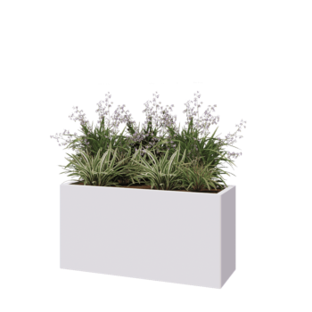 Jardinière en acier - Rectangle - 120 x 40 x 60 cm - RAL9010 mat (blanc) - Avec plaque de fond