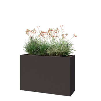 Jardinière en acier - Rectangle - 120 x 40 x 80 cm - RAL7016 mat (gris anthracite) - Avec plaque de fond