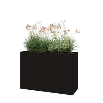 Jardinière en acier - Rectangle - 120 x 40 x 80 cm - RAL9005 mat (noir) - Avec plaque de fond