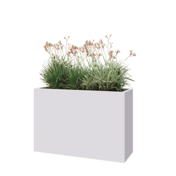 Jardinière en acier - Rectangle - 120 x 40 x 80 cm - RAL9010 mat (blanc) - Avec plaque de fond