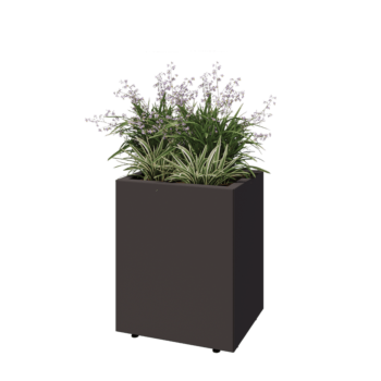 Jardinière en acier - Rectangle - 50 x 40 x 60 cm - Autre couleur RAL - Avec plaque de fond - Avec pieds