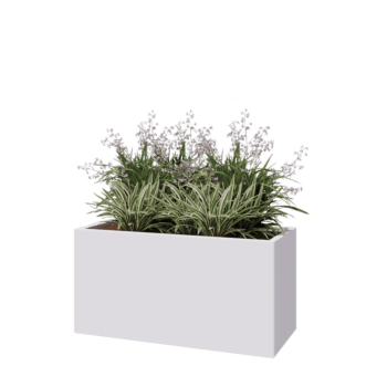 Jardinière en acier - Rectangle - 120 x 50 x 60 cm - RAL9010 mat (blanc) - Avec plaque de fond