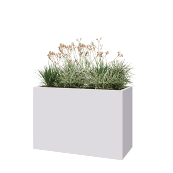 Jardinière en acier - Rectangle - 120 x 50 x 80 cm - RAL9010 mat (blanc) - Avec plaque de fond