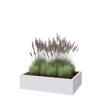 Jardinière en acier - Rectangle - 120 x 80 x 30 cm - RAL9010 mat (blanc) - Sanc plaque de fond