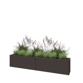 Jardinière XXL en acier - Rectangle - 200 x 30 x 40 cm - RAL7016 mat (gris anthracite) - Sanc plaque de fond