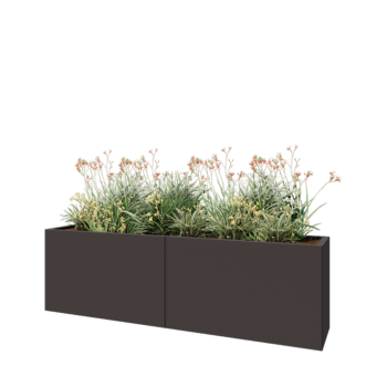 Jardinière XXL en acier - Rectangle - 200 x 40 x 60 cm - RAL7016 mat (gris anthracite) - Avec plaque de fond