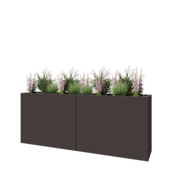 Jardinière XXL en acier - Rectangle - 200 x 40 x 80 cm - RAL7016 mat (gris anthracite) - Avec plaque de fond
