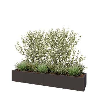 Jardinière XXL en acier - Rectangle - 200 x 50 x 30 cm - RAL7016 mat (gris anthracite) - Avec plaque de fond