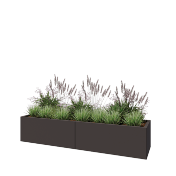 Jardinière XXL en acier - Rectangle - 200 x 50 x 40 cm - RAL7016 mat (gris anthracite) - Avec plaque de fond