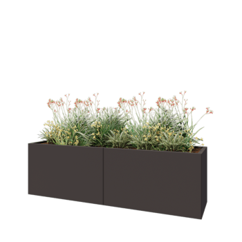 Jardinière XXL en acier - Rectangle - 200 x 50 x 60 cm - RAL7016 mat (gris anthracite) - Sanc plaque de fond