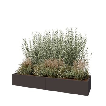 Jardinière XXL en acier - Rectangle - 200 x 60 x 30 cm - RAL7016 mat (gris anthracite) - Avec plaque de fond