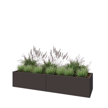 Jardinière XXL en acier - Rectangle - 200 x 60 x 40 cm - RAL7016 mat (gris anthracite) - Avec plaque de fond