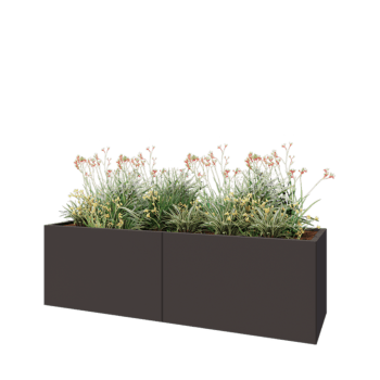 Jardinière XXL en acier - Rectangle - 200 x 60 x 60 cm - RAL7016 mat (gris anthracite) - Avec plaque de fond