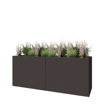 Jardinière XXL en acier - Rectangle - 200 x 60 x 80 cm - RAL7016 mat (gris anthracite) - Sanc plaque de fond