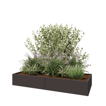 Jardinière XXL en acier - Rectangle - 200 x 80 x 30 cm - RAL7016 mat (gris anthracite) - Sanc plaque de fond