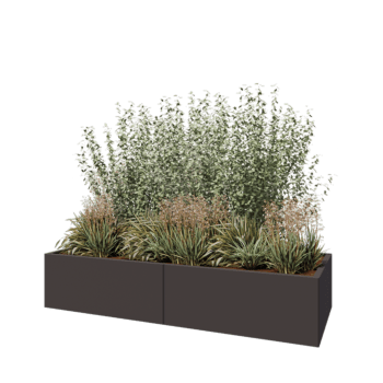 Jardinière XXL en acier - Rectangle - 200 x 80 x 40 cm - RAL7016 mat (gris anthracite) - Sanc plaque de fond