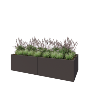 Jardinière XXL en acier - Rectangle - 240 x 100 x 60 cm - RAL7016 mat (gris anthracite) - Avec plaque de fond