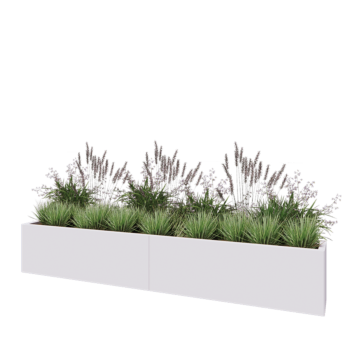 Jardinière XXL en acier - Rectangle - 240 x 30 x 40 cm - RAL9010 mat (blanc) - Avec plaque de fond